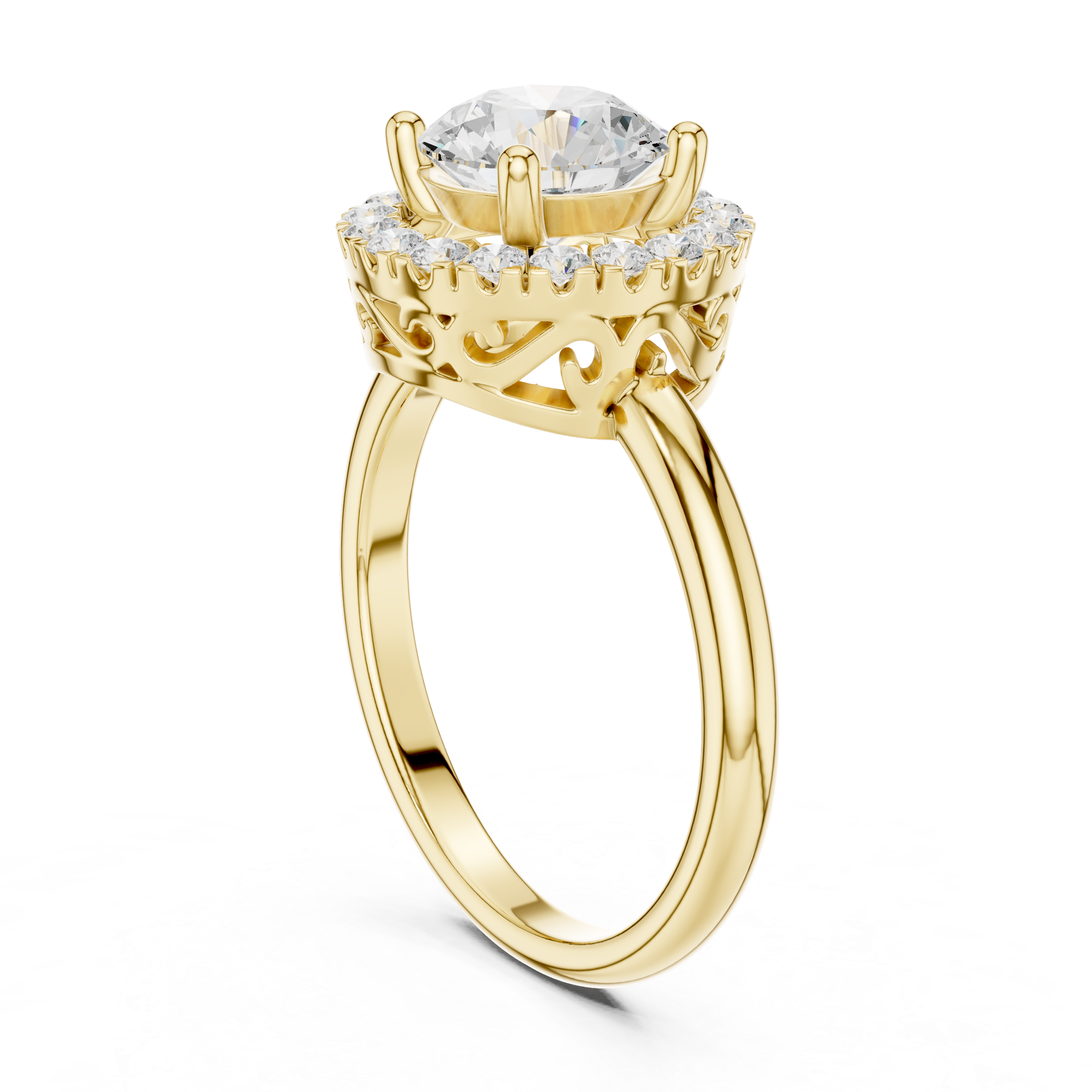 Feathered Crown Diamond Ring