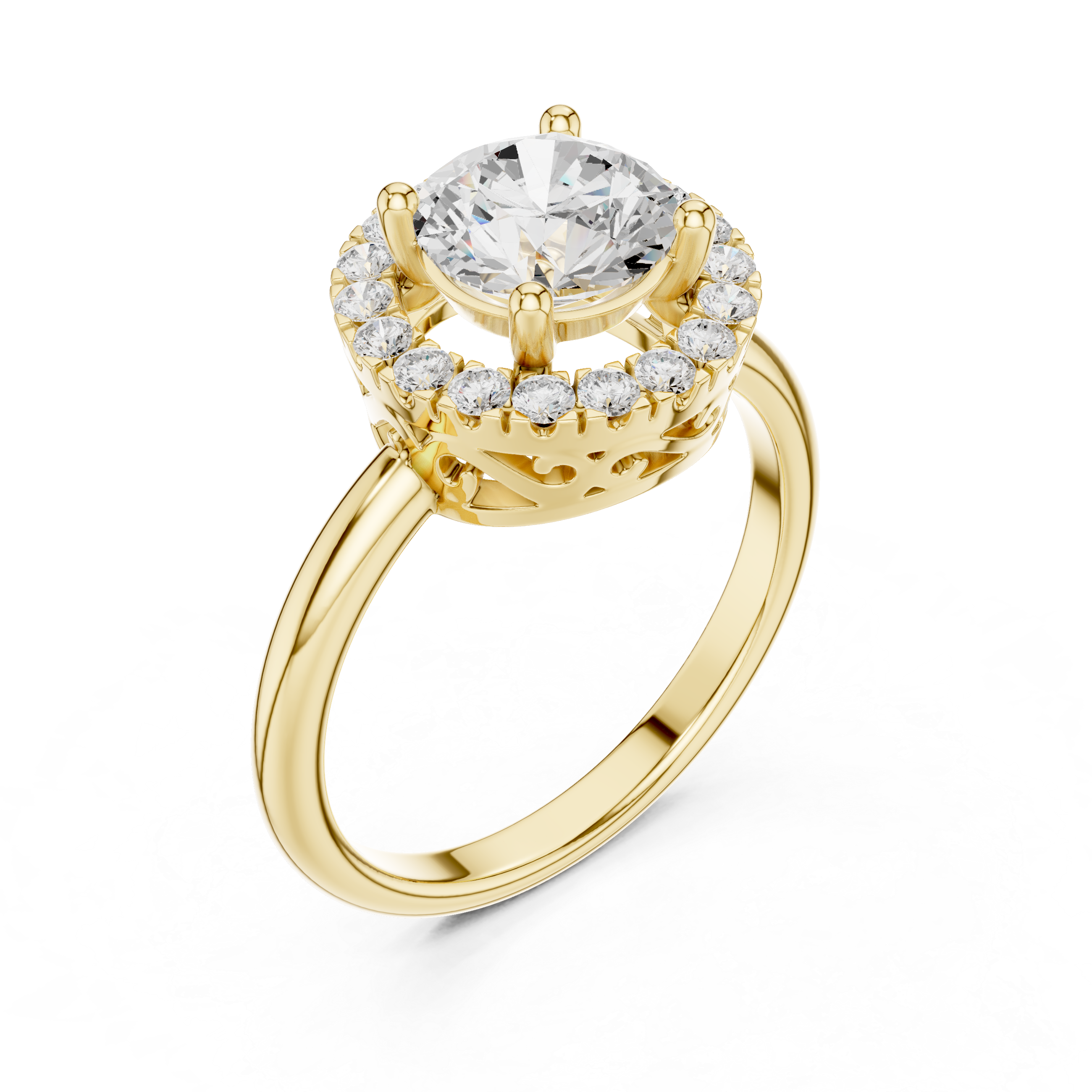 Feathered Crown Diamond Ring