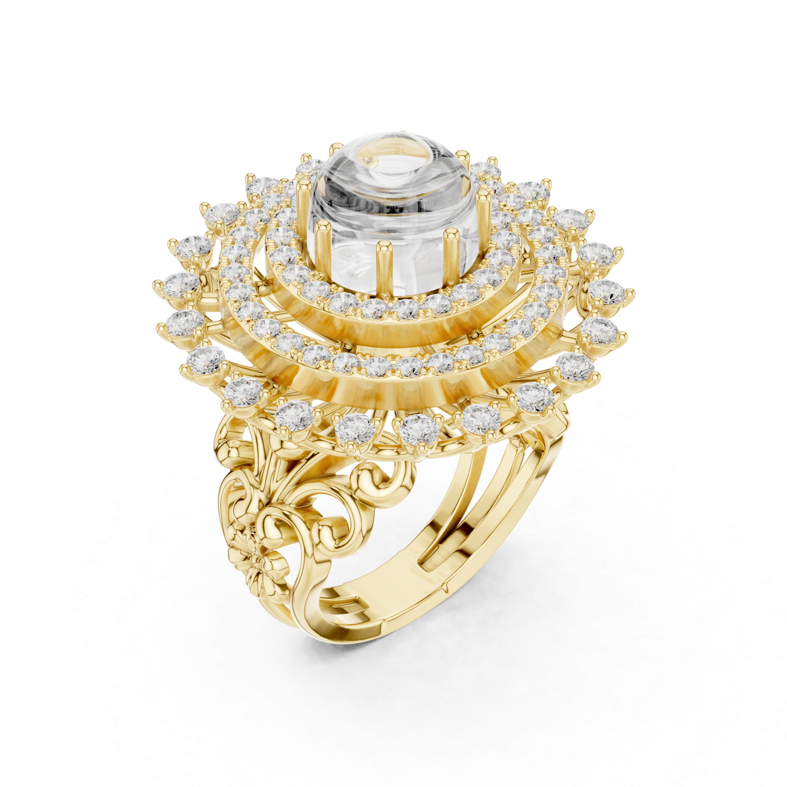 Emerald Frame Elegance Diamond Ring