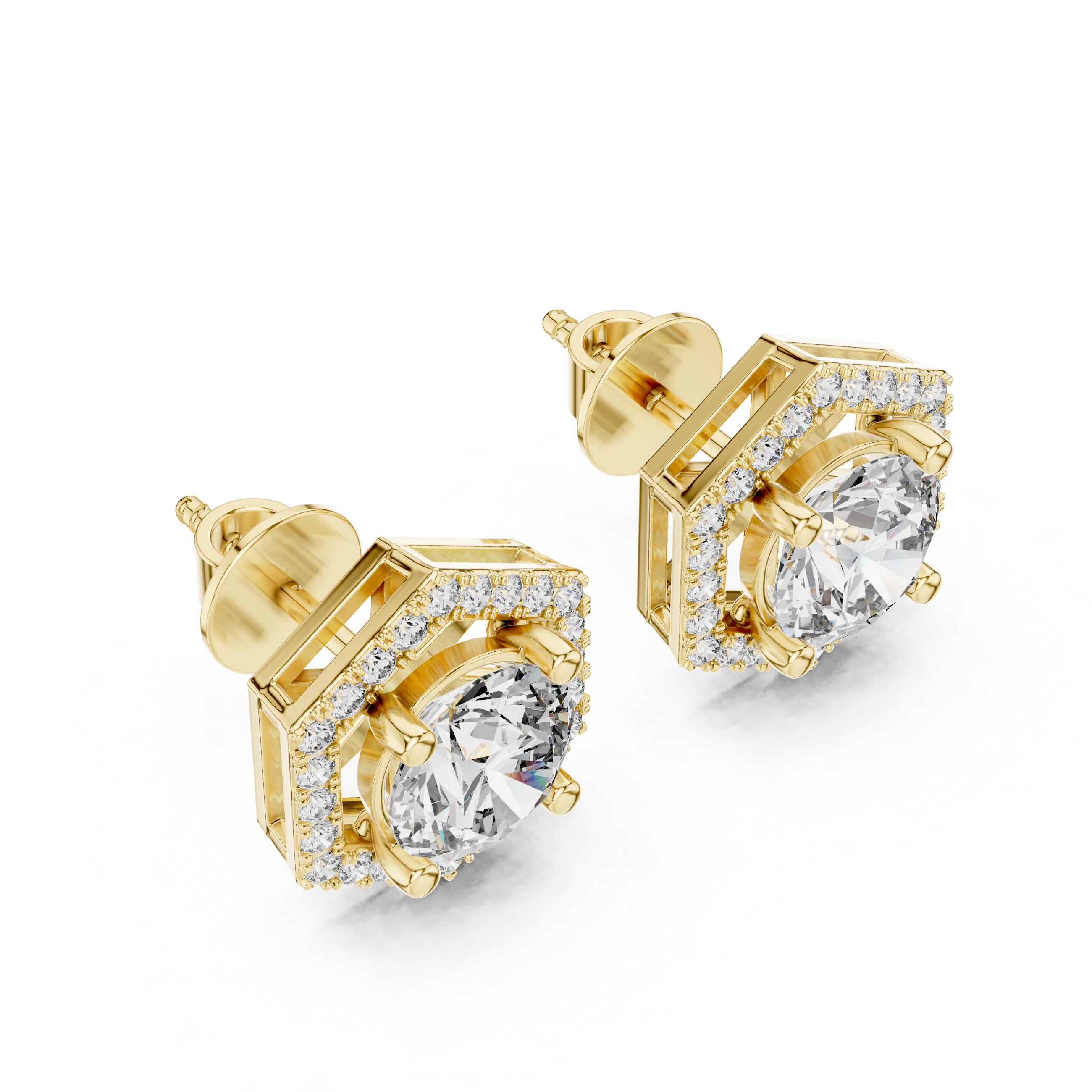 Aira Diamond Halo Stud Earring