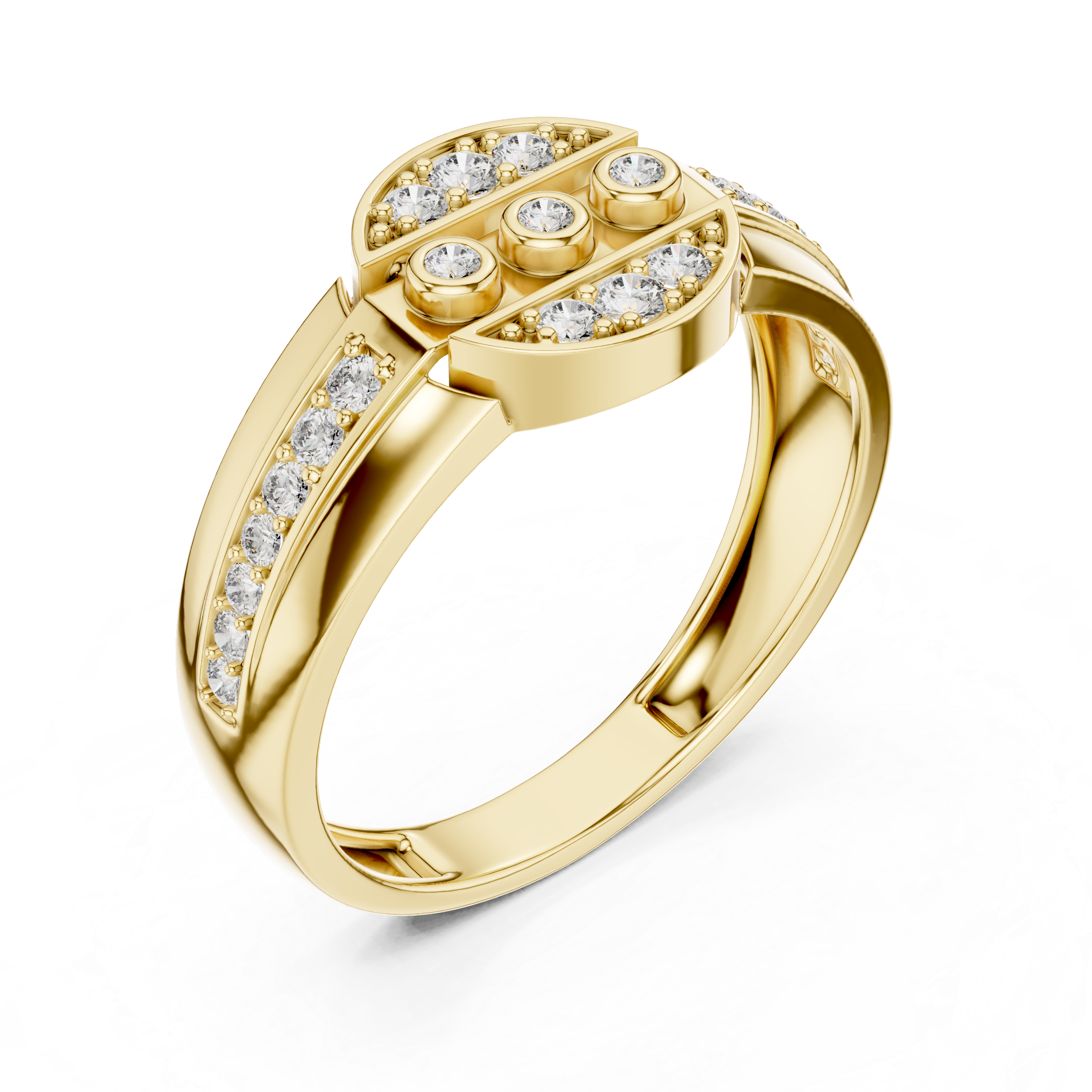 Oval Crest Diamond Ring
