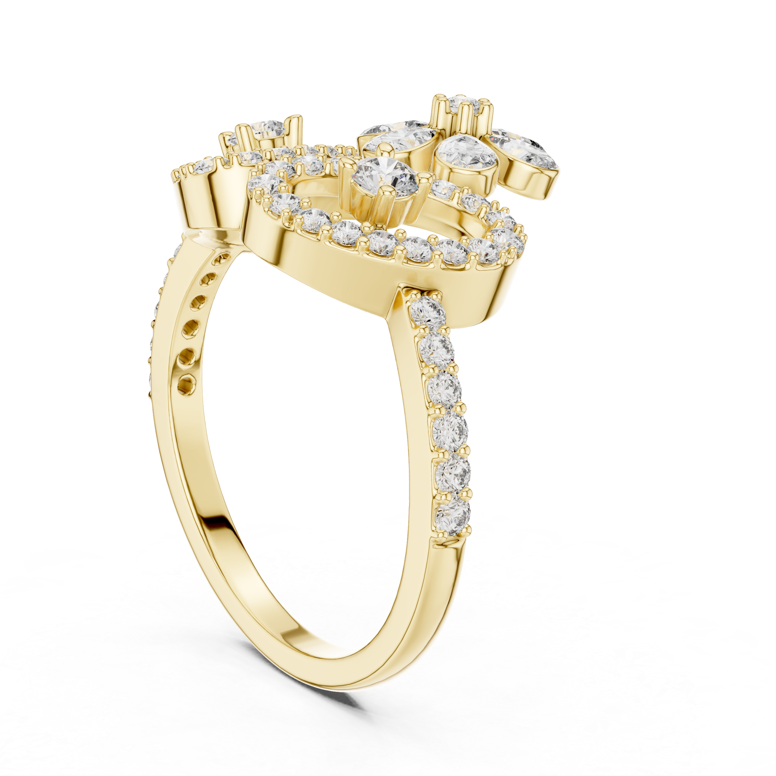 Floral Twin Diamond Ring