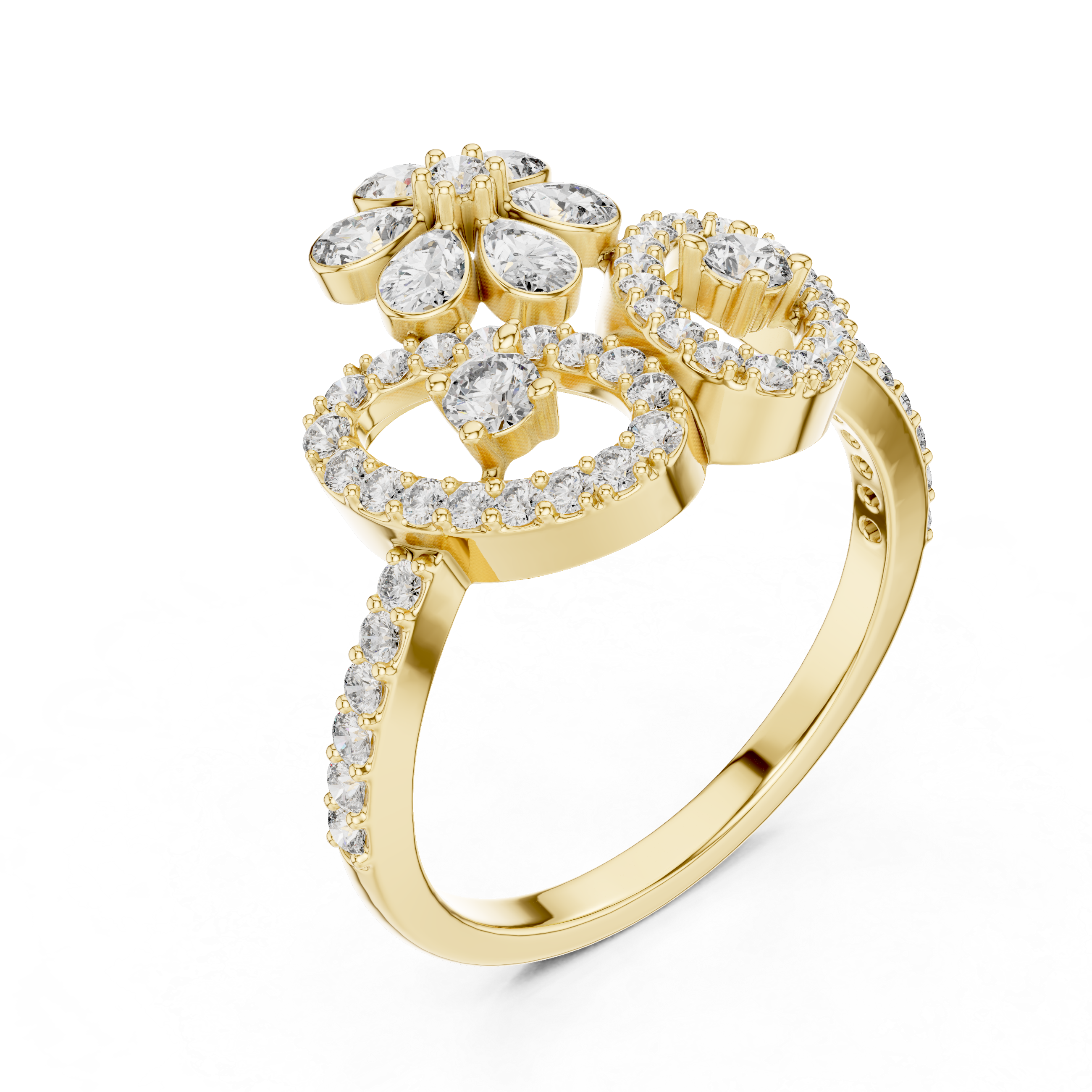 Floral Twin Diamond Ring