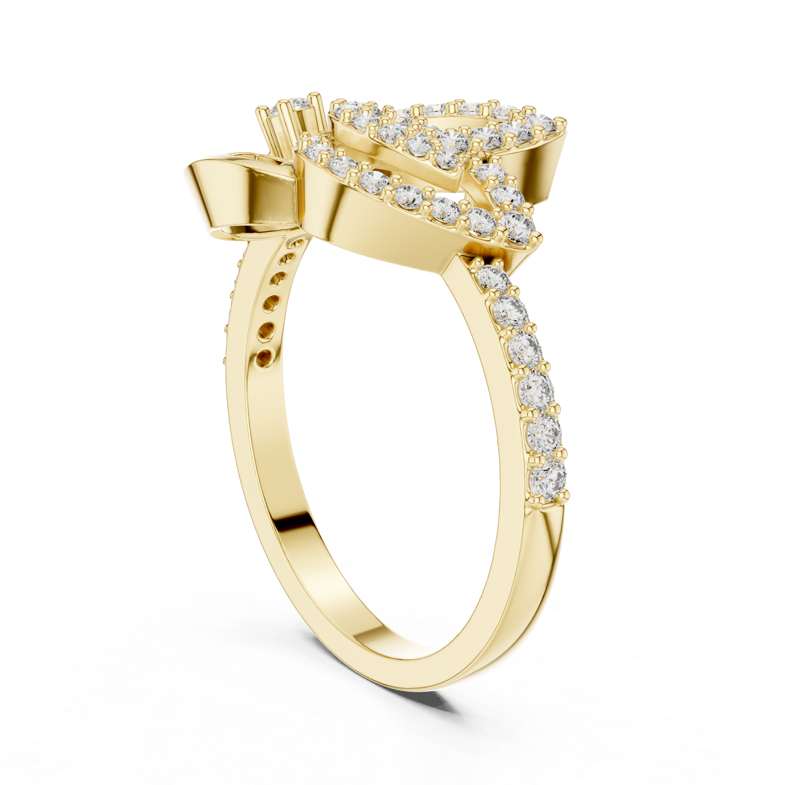 Winged Curve Diamond Ring
