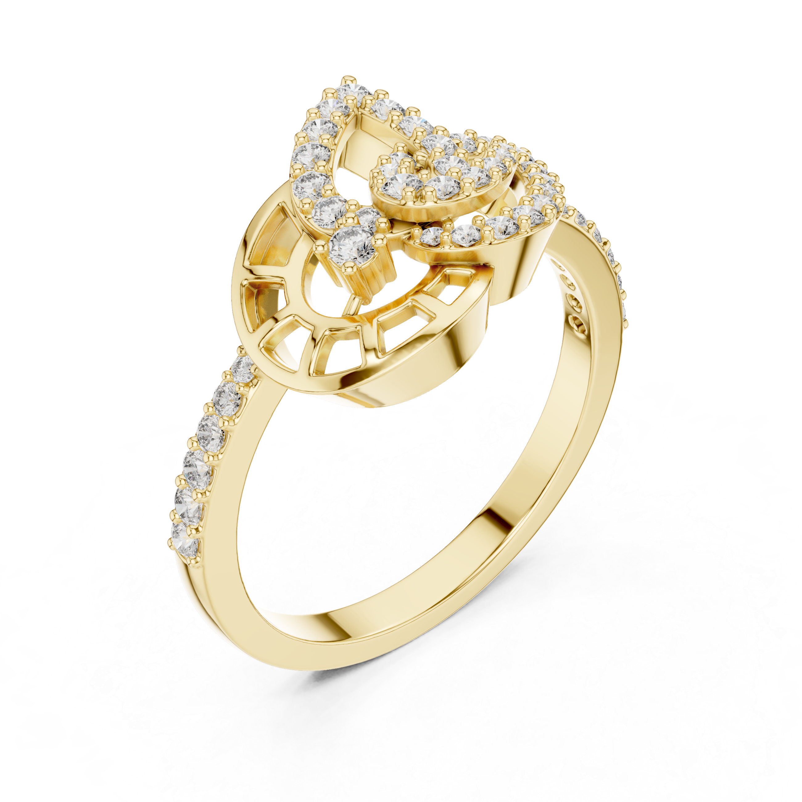 Winged Curve Diamond Ring