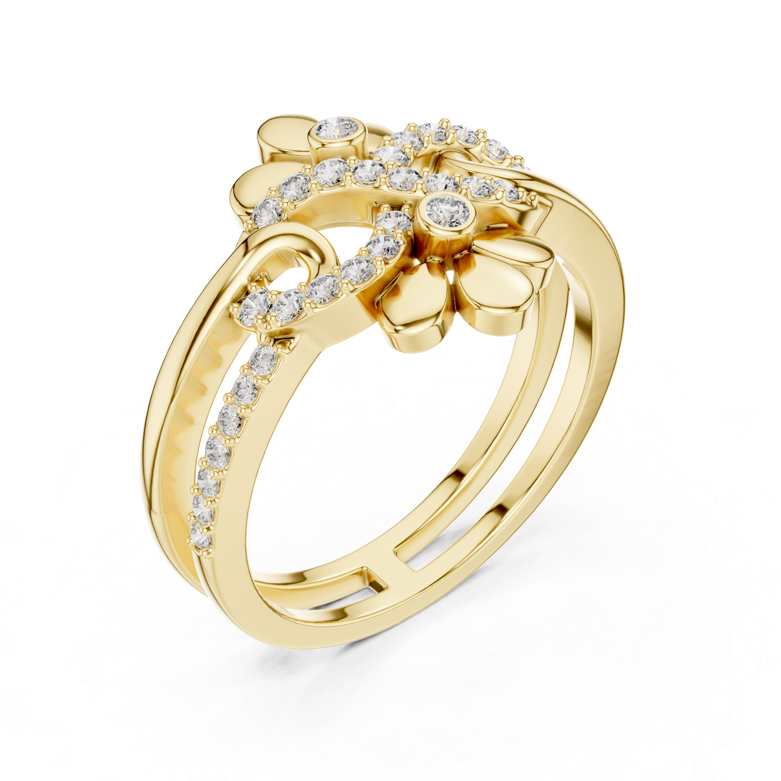 Chevron Leaf Diamond Ring